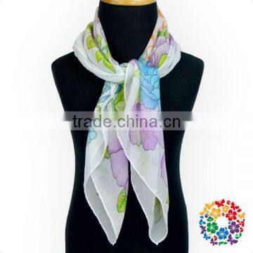 Children Girls Fashion Short Tulle Scarf Tulle Flower Print Hemming Scarf photo-3