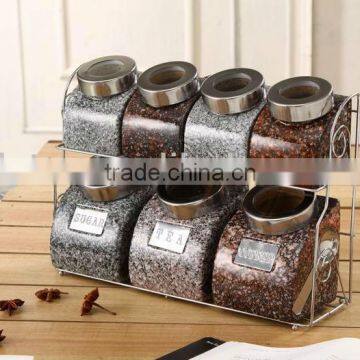 Ceramic Canister Set With Stainless Metal Spoon, Lid & Stand photo-2