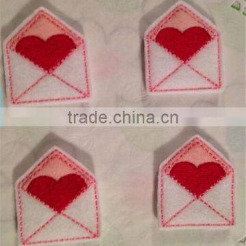 Hot sell White and pink felt Love letter mini applique made in China