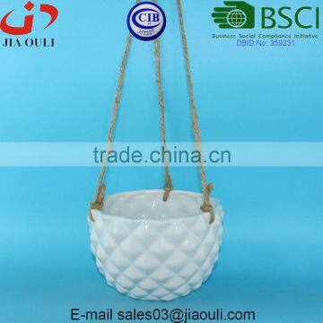 BSCI Audit factory fashion design ceramic Hanging Flower Pots, hanging plant pot