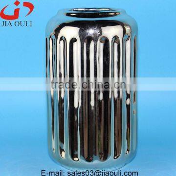 Quality Home Decor Plating Silver Ceramic Vase photo-2