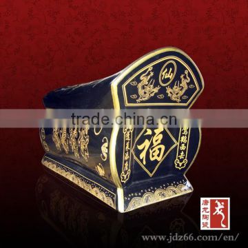 Coffin style oddiyana glaze hand painting wholesale cremation urns of ceramic material for sale