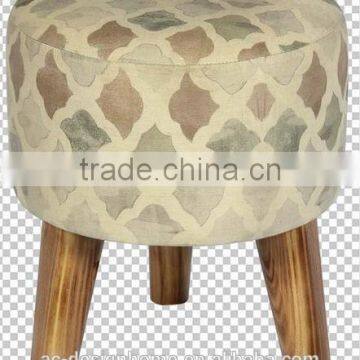 ROUND PU LEATHER/WOODEN STOOL