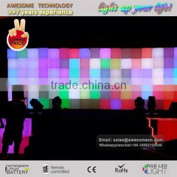 color changeable led cube wall / glow colored wall with decorative cubes