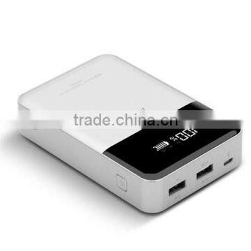 Dual USB Outputs 10000mAh Digital Display power bank-silver