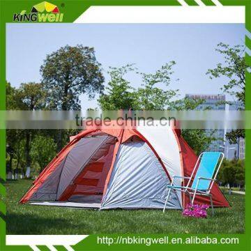 4 Person Double Layer Polyester Camping Family Tent With Fibre Glass Pole