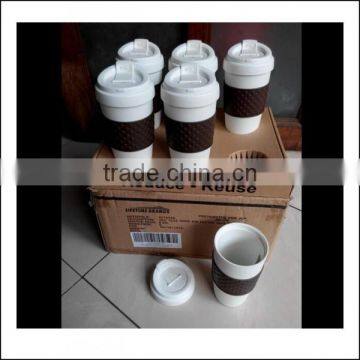 400ml creative mug with lid plastic cups milk tea silicon coffee cup,custom coffee cup plastic mug cups with lid and sleeves