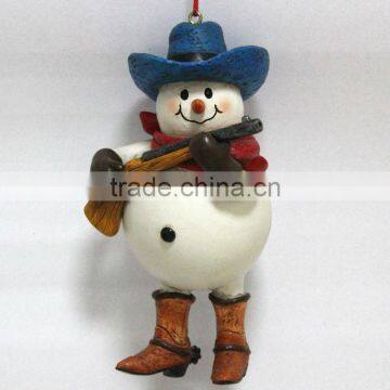 Jeans Snowman With Gun Christmas Ornaments