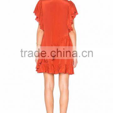 Smart Lady Summer Dress Ruffle Design Neck Bow Women Casual Dress photo-2