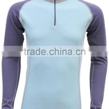 100% merino wool seamless base layer zip top