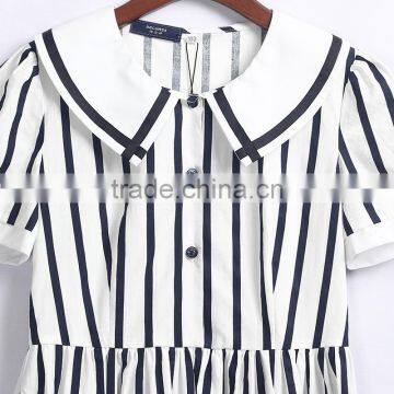 Cute Senior Strip Dress For Girls School Uniform Sample photo-3