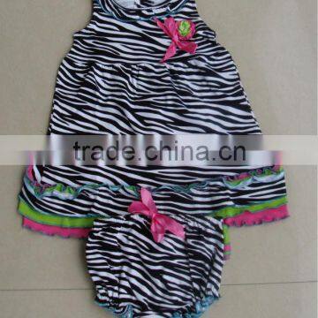 100%cotton interlock animal printed baby bloomer dress