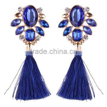 Bohemian Jewelry Rhinestone Gems With Alloy Plated Tassel Dangle Earrings photo-5