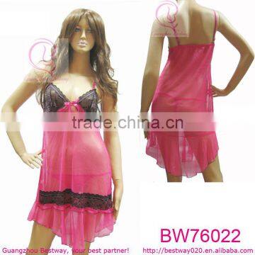 Lady sexy hot sexy pink transparent lingeries babydoll in apparel