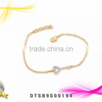 Fashion Key with CZ studded Gold Plated Bracelets