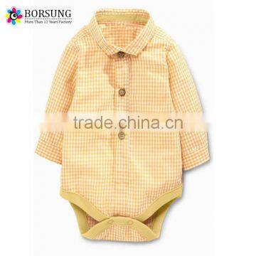 Fashion Designs Long Sleeve Plaid Baby Boys Jumpsuit Newborn Cotton Baby Romper