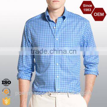 OEM Brand Logo Casual Design Blue Formal Mens Plaid Shirt