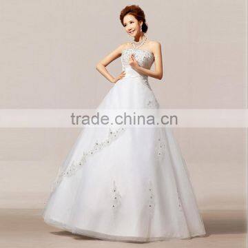 Newest Style Satin And Tulle Appliqued Elegant Ball Gown Simple Wedding Bridal Dress photo-2