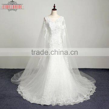 OEM Long Floor-length White Shawl Wedding Dress Mermaid