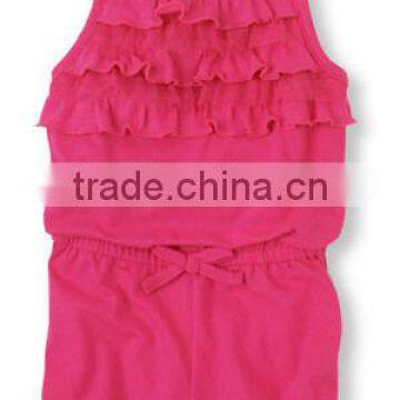 bubble suit Seersucker Romper pure knit cotton union suit for baby girls rose red infant Tiered ruffles girls bodysuit