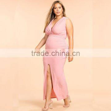 Plunge Neck Sleeveless Plus Size Maxi Evening Dresses for Fat Ladies photo-2