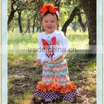 baby thanksgiving outfits turkey pattern shirts chevron ruffle leggings 2pcs kids sets cheap clothes for babies