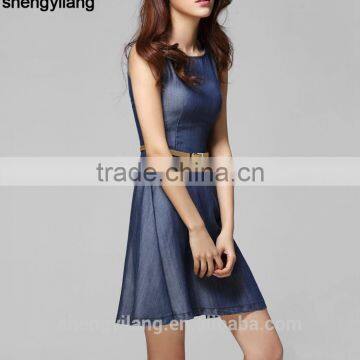 Guangzhou 2016 New Style Long Large Size Thin Denim Jeans Dresses photo-4