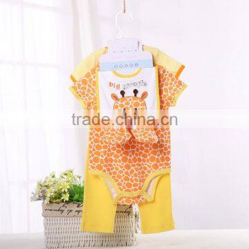 High quality animal printing short sleeve romper baby clothing sets