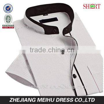 short sleeve slim fit mandarin collar shirt