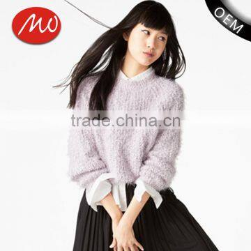 2017 wholesale customized fashion round neck sweaters women's pullover for lady