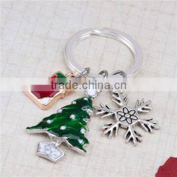 Keyring Christmas Tree Christmas Stocking Christmas Snowflake Carved White & Green Enamel Keychain photo-3