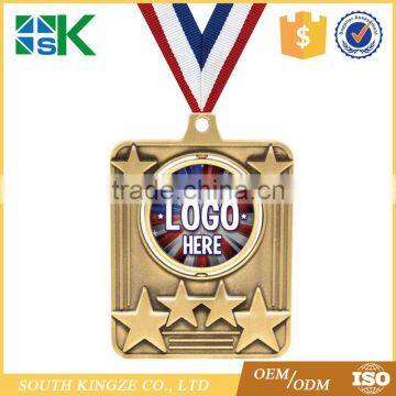 Rectangular Shape Star Designed Antique Bronze Finish Football Sport Medal