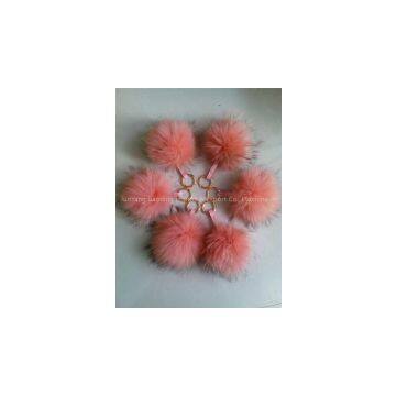 Big Fur Pom Pom Long Hair Raccoon Fur Ball Keychain photo-2