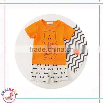 Factory Wholesa fancy baby boy clothes cartoon shirt and shorts cotton baby clothes for boys