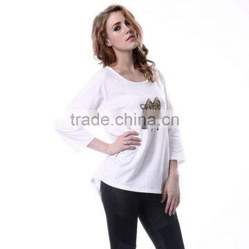 women's high heel printed trend cotton sun wear white t-shirts