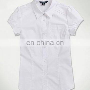 OEM school uniforms shirts short sleeve cotton 100% dress shirts for kids for girls school age