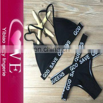 Black Cutout Crossed Wrapped 2pcs Bikini Swimsuit