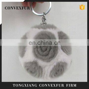 Customize rabbit fur key chain rose flower rabbit fur ball pompom from China