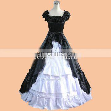 Rose Team-Free Shipping Custom Made Southern Belle Gown Civil War Dress Black & White Costume