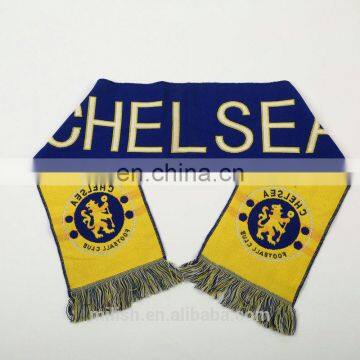 SC-0038 Acrylic soccer scarf custom print knitted jacquard club football fan scarf