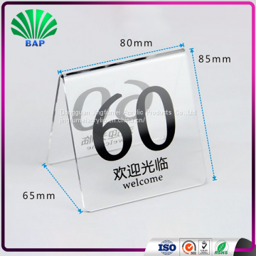 Clear Triangle Number Plate Card Stand Restaurant Number Card Holder Acrylic Number Tag