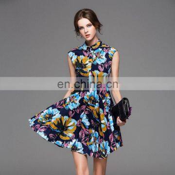 Ladies high quality sleeveless cotton umbrella dress supplier