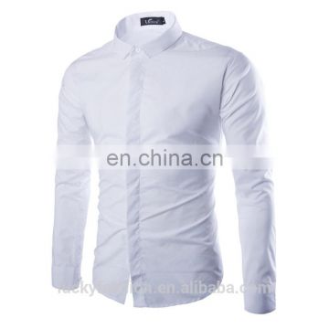 Men's White Causal Cotton Long Sleeve Shirt Choose the Color You Want