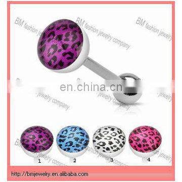 Fashion leopard skin logo unique tongue ring barbell body piercing jewelry