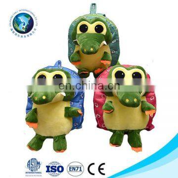 Crocodile Animal Cute Cartoon Kids Plush Backpacks OEM Design Washable Bags