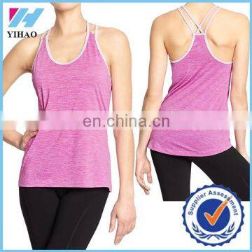 Yihao New fashion sportwear women clothing round neck racer back shoulder straps tank tops