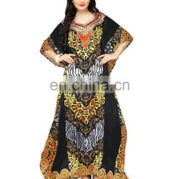 Stylish 3D Digital Printed High Quality Satin Silk Kaftan 2017 (Animal Printed)