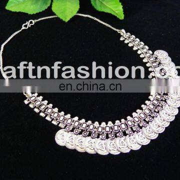 Designer Golden Silver Plated Navratri Necklace - Indian Banjara Traditional Oxidized Navratri Necklace photo-2