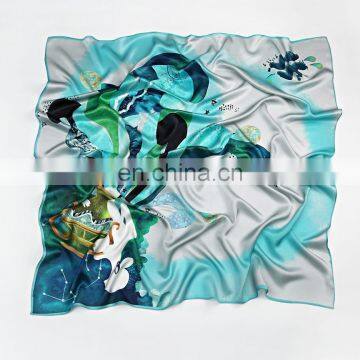 Newest style woman digital printed silk scarf