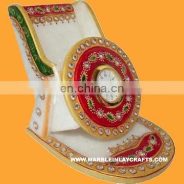 Marble Mobile Stand & Watch With Gold Painting